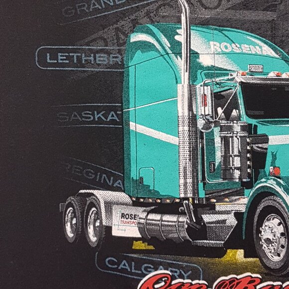 Vintage Tee Shirt ROSENAU TRANSPORT Kenworth Large US L Alberta Saskatchewan BC - Picture 11 of 16